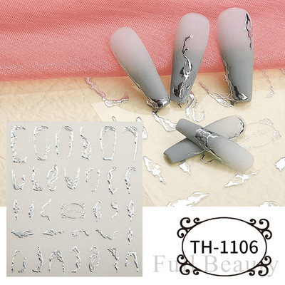 Metalni srebrni leptir 3D naljepnica za nokte Aurora Holografska laserska zvijezda Zmija Mjesec Novogodišnji klizač Proljetni dekor za manikuru NFSTZ-X002