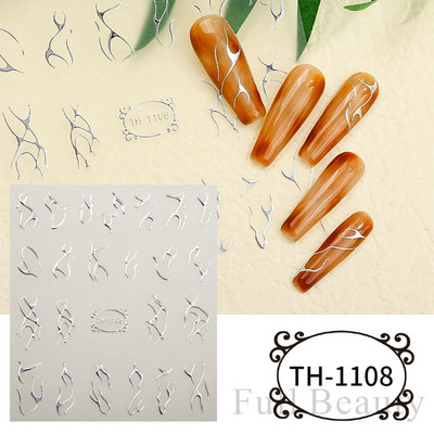 Metalni srebrni leptir 3D naljepnica za nokte Aurora Holografska laserska zvijezda Zmija Mjesec Novogodišnji klizač Proljetni dekor za manikuru NFSTZ-X002