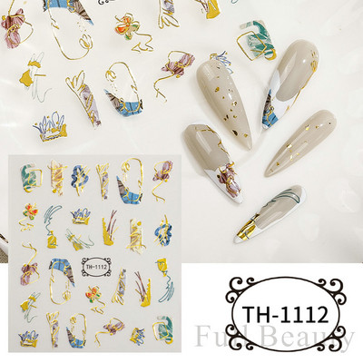 Metalni srebrni leptir 3D naljepnica za nokte Aurora Holografska laserska zvijezda Zmija Mjesec Novogodišnji klizač Proljetni dekor za manikuru NFSTZ-X002