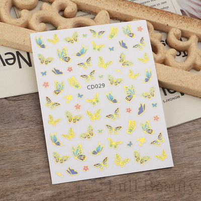 Metalni srebrni leptir 3D naljepnica za nokte Aurora Holografska laserska zvijezda Zmija Mjesec Novogodišnji klizač Proljetni dekor za manikuru NFSTZ-X002