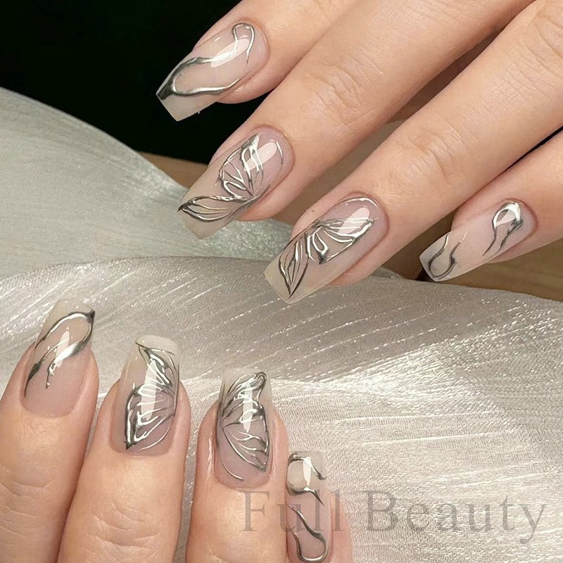 Metalni srebrni leptir 3D naljepnica za nokte Aurora Holografska laserska zvijezda Zmija Mjesec Novogodišnji klizač Proljetni dekor za manikuru NFSTZ-X002