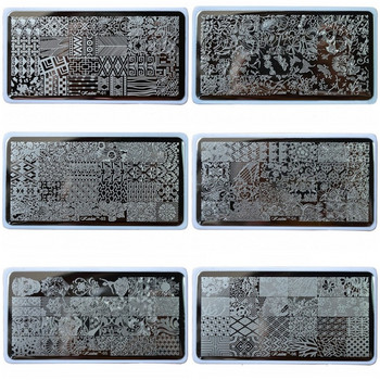1 τεμ 6,5*12,5 ορθογώνιες πλάκες για σφράγιση νυχιών Πρότυπο σφράγισης σφραγίδων τέχνης νυχιών με πολλά σχέδια Εργαλεία μανικιούρ στένσιλ