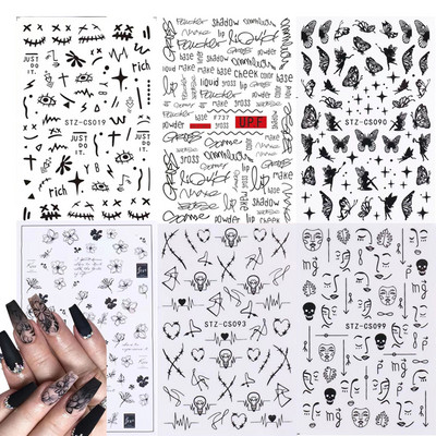 1 τεμ Bird Flower 3D Platinum Nail Αυτοκόλλητο Φυτό Φύλλο Αστερισμός Maskmanicure Foils Nail Art Φιλμ DIY Διακόσμηση