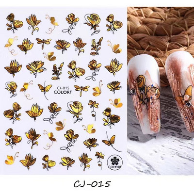 1 τεμ Bird Flower 3D Platinum Nail Αυτοκόλλητο Φυτό Φύλλο Αστερισμός Maskmanicure Foils Nail Art Φιλμ DIY Διακόσμηση