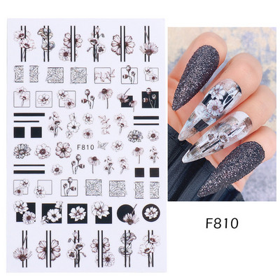 1 τεμ Bird Flower 3D Platinum Nail Αυτοκόλλητο Φυτό Φύλλο Αστερισμός Maskmanicure Foils Nail Art Φιλμ DIY Διακόσμηση
