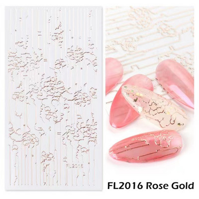 1 τεμ Bird Flower 3D Platinum Nail Αυτοκόλλητο Φυτό Φύλλο Αστερισμός Maskmanicure Foils Nail Art Φιλμ DIY Διακόσμηση
