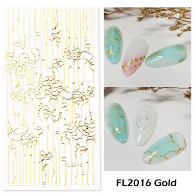 1 τεμ Bird Flower 3D Platinum Nail Αυτοκόλλητο Φυτό Φύλλο Αστερισμός Maskmanicure Foils Nail Art Φιλμ DIY Διακόσμηση