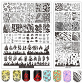 1 tk Bubble Fire küünte tembeldusplaadid Lillede lehtede geomeetria ülekandešabloonid Graffiti joon, kiri, küünte templikunst, hooldustööriistad