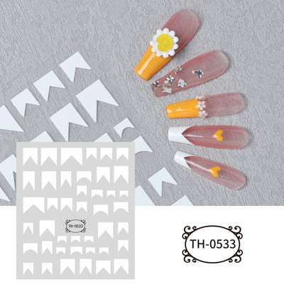 1 τεμ. Αυτοκόλλητο για νύχια με αυτοκόλλητα με λευκές ρίγες, αυτοκόλλητα αυτοκόλλητα με αυτοκόλλητα, σχέδιο νύφης, γραμμές καμπυλών, διακοσμητικά αξεσουάρ νυχιών