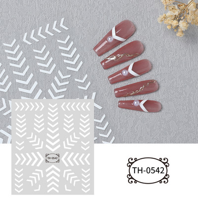 1 τεμ. Αυτοκόλλητο για νύχια με αυτοκόλλητα με λευκές ρίγες, αυτοκόλλητα αυτοκόλλητα με αυτοκόλλητα, σχέδιο νύφης, γραμμές καμπυλών, διακοσμητικά αξεσουάρ νυχιών