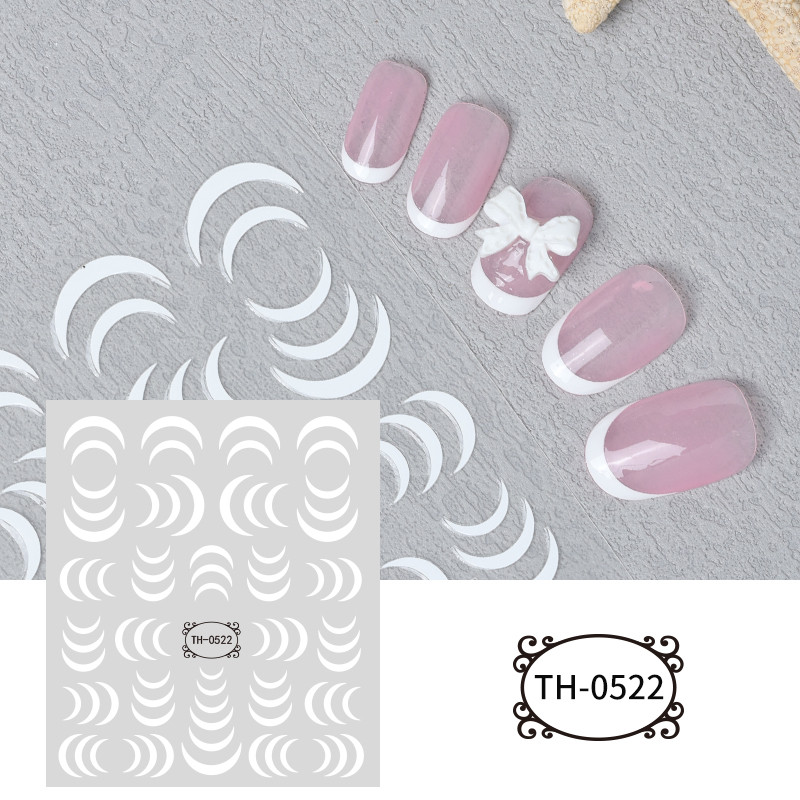 1 τεμ. Αυτοκόλλητο για νύχια με αυτοκόλλητα με λευκές ρίγες, αυτοκόλλητα αυτοκόλλητα με αυτοκόλλητα, σχέδιο νύφης, γραμμές καμπυλών, διακοσμητικά αξεσουάρ νυχιών