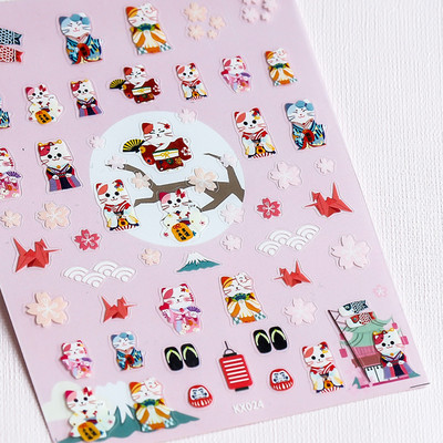 Golden Lucky Cat küünekunsti kaunistuste kleebised Good Luck Gong Xi Fa Cai 3D isekleepuvad küünekleebised hulgimüük