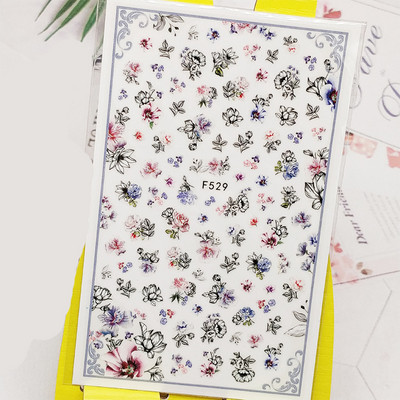 3D naljepnica za nokte Biljna linija Cvijet Male cvjetne naljepnice za nokte Samoljepljive naljepnice za dizajn za manikuru Nail Art Decoration