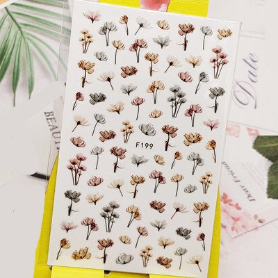 3D naljepnica za nokte Biljna linija Cvijet Male cvjetne naljepnice za nokte Samoljepljive naljepnice za dizajn za manikuru Nail Art Decoration