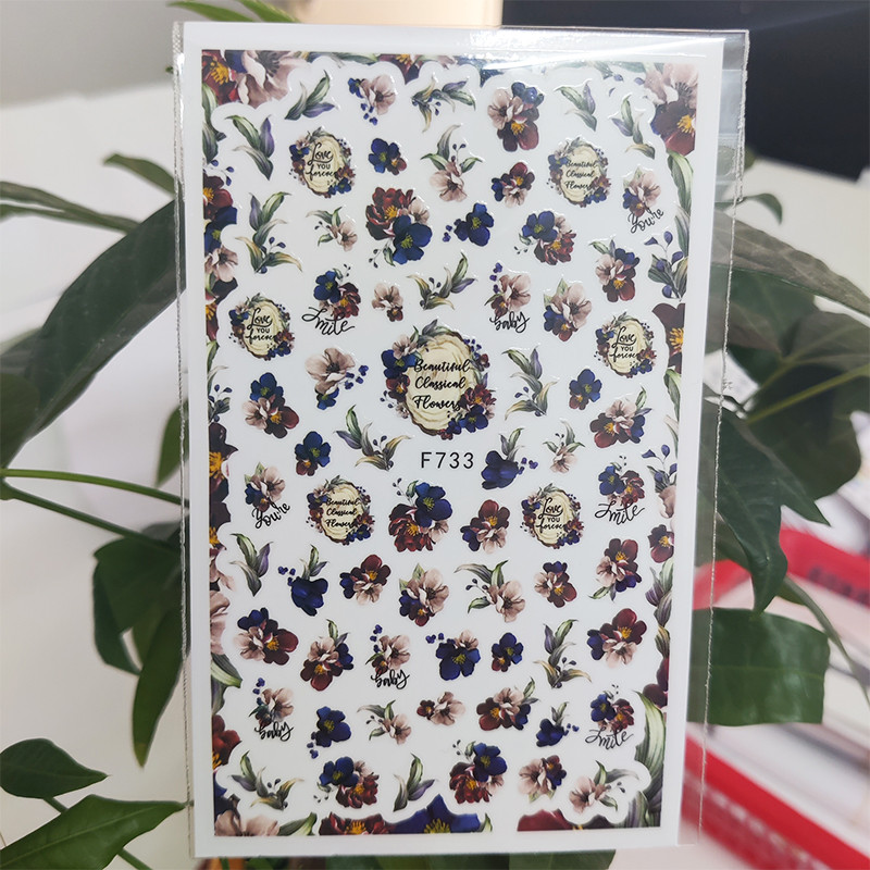 3D naljepnica za nokte Biljna linija Cvijet Male cvjetne naljepnice za nokte Samoljepljive naljepnice za dizajn za manikuru Nail Art Decoration