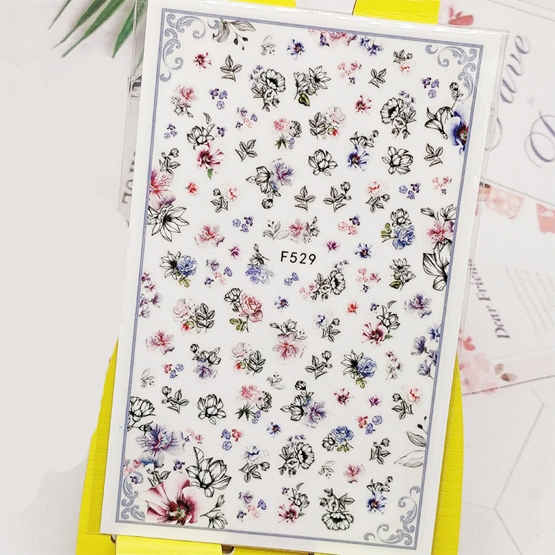 3D naljepnica za nokte Biljna linija Cvijet Male cvjetne naljepnice za nokte Samoljepljive naljepnice za dizajn za manikuru Nail Art Decoration