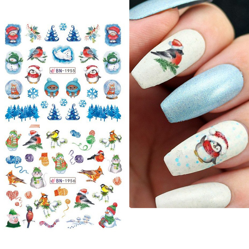 Armsad pingviiniküünekleebised lumi talv loomad vesiliugurid jõulupühade küünte kaunistustarvikute kleebis BEBN1945-1956