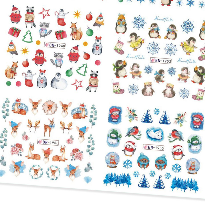 Armsad pingviiniküünekleebised lumi talv loomad vesiliugurid jõulupühade küünte kaunistustarvikute kleebis BEBN1945-1956