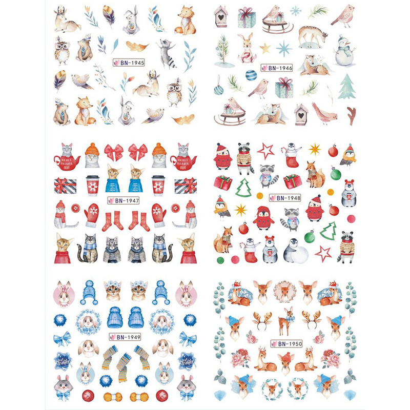 Armsad pingviiniküünekleebised lumi talv loomad vesiliugurid jõulupühade küünte kaunistustarvikute kleebis BEBN1945-1956