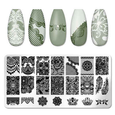 Μεταφορά νυχιών εκτύπωσης στένσιλ βερνίκι ατσάλινο πιάτο Ορθογώνιο χρωματιστό σφραγιστικό εργαλείο Nail Art Υλικά Προϊόντα μανικιούρ Αξεσουάρ