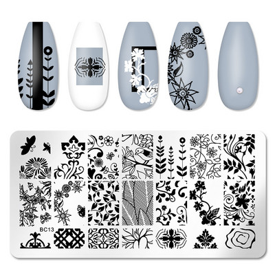 Μεταφορά νυχιών εκτύπωσης στένσιλ βερνίκι ατσάλινο πιάτο Ορθογώνιο χρωματιστό σφραγιστικό εργαλείο Nail Art Υλικά Προϊόντα μανικιούρ Αξεσουάρ