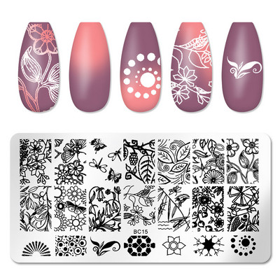 Μεταφορά νυχιών εκτύπωσης στένσιλ βερνίκι ατσάλινο πιάτο Ορθογώνιο χρωματιστό σφραγιστικό εργαλείο Nail Art Υλικά Προϊόντα μανικιούρ Αξεσουάρ