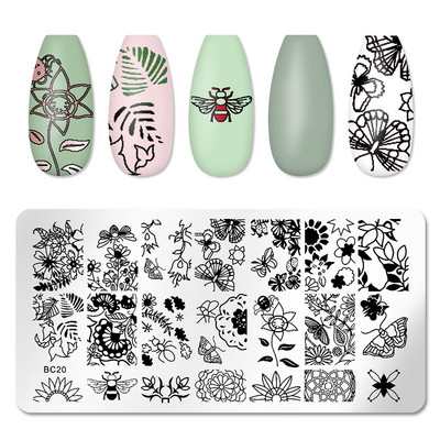 Μεταφορά νυχιών εκτύπωσης στένσιλ βερνίκι ατσάλινο πιάτο Ορθογώνιο χρωματιστό σφραγιστικό εργαλείο Nail Art Υλικά Προϊόντα μανικιούρ Αξεσουάρ