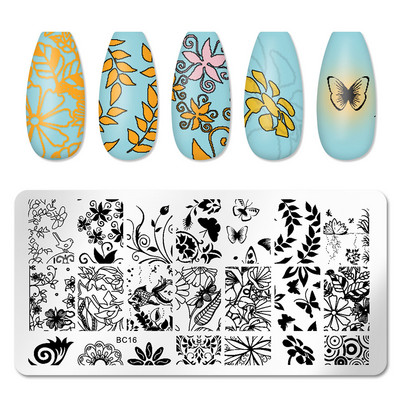 Μεταφορά νυχιών εκτύπωσης στένσιλ βερνίκι ατσάλινο πιάτο Ορθογώνιο χρωματιστό σφραγιστικό εργαλείο Nail Art Υλικά Προϊόντα μανικιούρ Αξεσουάρ