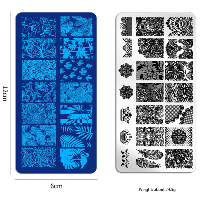 Μεταφορά νυχιών εκτύπωσης στένσιλ βερνίκι ατσάλινο πιάτο Ορθογώνιο χρωματιστό σφραγιστικό εργαλείο Nail Art Υλικά Προϊόντα μανικιούρ Αξεσουάρ