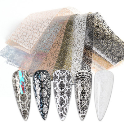 Set de autocolante de transfer lac de unghii cu gel de ziar, cu flori de epocă, scrisoare, pentru unghii, folii de artă pentru unghii, glisor, sfaturi pentru hârtie pentru manichiura BE5114