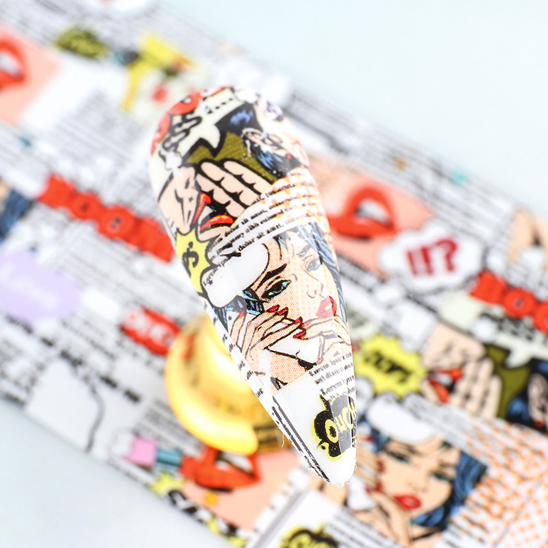 Set de autocolante de transfer lac de unghii cu gel de ziar, cu flori de epocă, scrisoare, pentru unghii, folii de artă pentru unghii, glisor, sfaturi pentru hârtie pentru manichiura BE5114