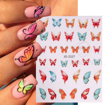 Butterfly Nail Art Sticker Hologramhic Colorful Big Butterfly Charms Nail Manicure Gel Polish New Year Valentine Decoration SLJO