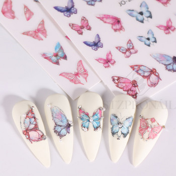 Butterfly Nail Art Sticker Hologramhic Colorful Big Butterfly Charms Nail Manicure Gel Polish New Year Valentine Decoration SLJO