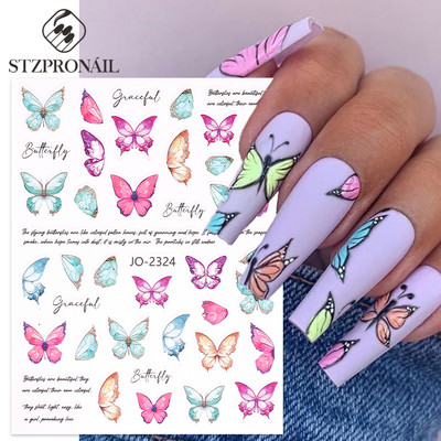 Butterfly Nail Art Lipdukas Holograghic Spalvingas Big Butterfly Charms Nagų Manikiūras Gelinis Lakas Naujųjų Metų Valentino Dekoracija SLJO