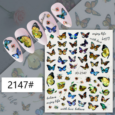 Αυτοκόλλητο Butterfly Nail Art Holograghic Πολύχρωμο Big Butterfly Charms Gel για μανικιούρ νυχιών βερνίκι Πρωτοχρονιάτικο Διακόσμηση Αγίου Βαλεντίνου SLJO
