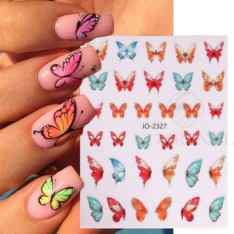 Αυτοκόλλητο Butterfly Nail Art Holograghic Πολύχρωμο Big Butterfly Charms Gel για μανικιούρ νυχιών βερνίκι Πρωτοχρονιάτικο Διακόσμηση Αγίου Βαλεντίνου SLJO