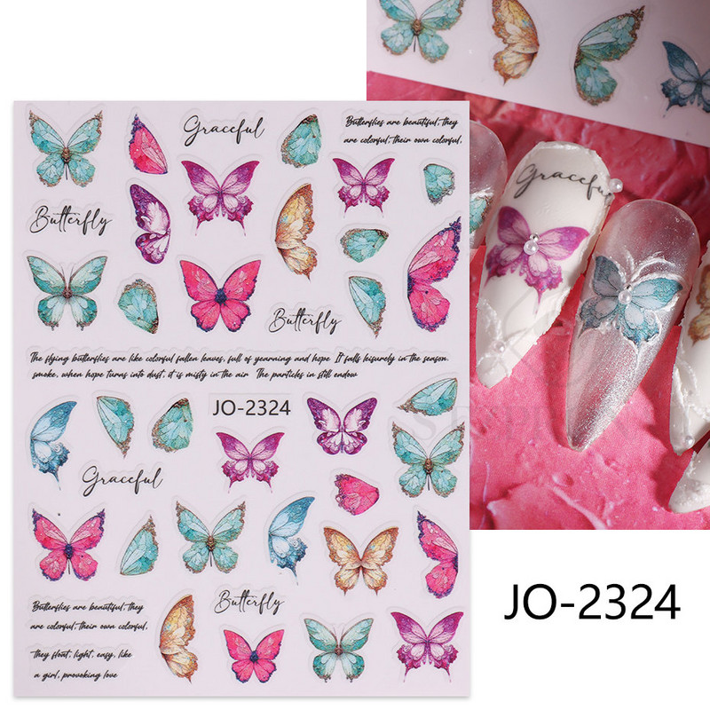 Αυτοκόλλητο Butterfly Nail Art Holograghic Πολύχρωμο Big Butterfly Charms Gel για μανικιούρ νυχιών βερνίκι Πρωτοχρονιάτικο Διακόσμηση Αγίου Βαλεντίνου SLJO
