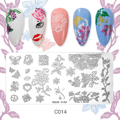 ROSALIND DIY küünekunsti trükkimine, maalitud stantsitud terasmall Lillede loomade tegelaste muster pildikujundus plaadi küünevorm