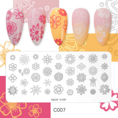 ROSALIND DIY küünekunsti trükkimine, maalitud stantsitud terasmall Lillede loomade tegelaste muster pildikujundus plaadi küünevorm