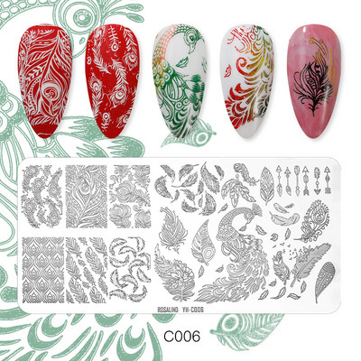 ROSALIND DIY küünekunsti trükkimine, maalitud stantsitud terasmall Lillede loomade tegelaste muster pildikujundus plaadi küünevorm