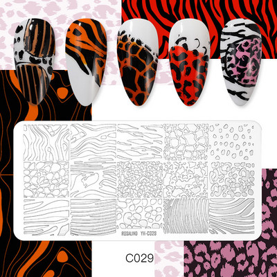 ROSALIND DIY küünekunsti trükkimine, maalitud stantsitud terasmall Lillede loomade tegelaste muster pildikujundus plaadi küünevorm