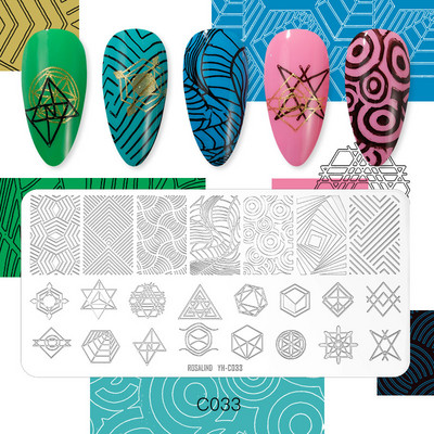 ROSALIND DIY küünekunsti trükkimine, maalitud stantsitud terasmall Lillede loomade tegelaste muster pildikujundus plaadi küünevorm