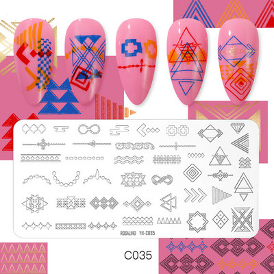 ROSALIND DIY küünekunsti trükkimine, maalitud stantsitud terasmall Lillede loomade tegelaste muster pildikujundus plaadi küünevorm