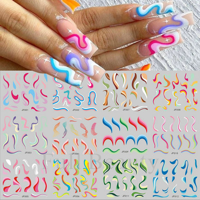 12 buc. Autocolante pentru unghii pisici negre Glisoare cu animale drăguțe din desene animate pentru unghii Love Heart Transfer Water Decals Manichiură Tattoo NLA493-504