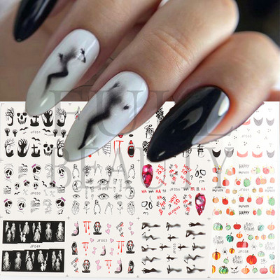 12 buc. Autocolante pentru unghii pisici negre Glisoare cu animale drăguțe din desene animate pentru unghii Love Heart Transfer Water Decals Manichiură Tattoo NLA493-504