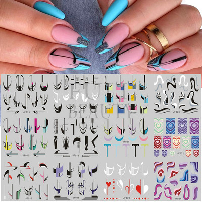 12 buc. Autocolante pentru unghii pisici negre Glisoare cu animale drăguțe din desene animate pentru unghii Love Heart Transfer Water Decals Manichiură Tattoo NLA493-504