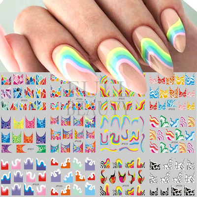 12 buc. Autocolante pentru unghii pisici negre Glisoare cu animale drăguțe din desene animate pentru unghii Love Heart Transfer Water Decals Manichiură Tattoo NLA493-504