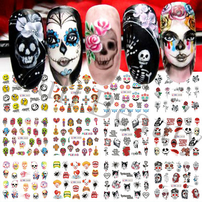 12 buc. Autocolante pentru unghii pisici negre Glisoare cu animale drăguțe din desene animate pentru unghii Love Heart Transfer Water Decals Manichiură Tattoo NLA493-504