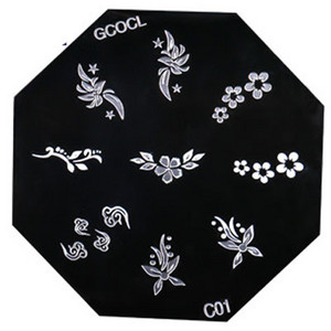 1 gab. 6 * 6 cm nerūsējošā tērauda nagu mākslas štancēšanas plāksnes atkārtoti lietojamas astoņstūra formas apdrukas plāksne ar ziedu dzīvnieku ķiršu apdruku