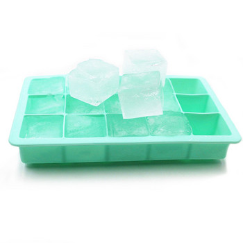 15 Решетка Силиконова тава за лед Пластмасова форма с капак Машина за фризер Форма за кубчета лед Форма с квадратна форма Машина за сладолед Кухня Направи си сам инструмент